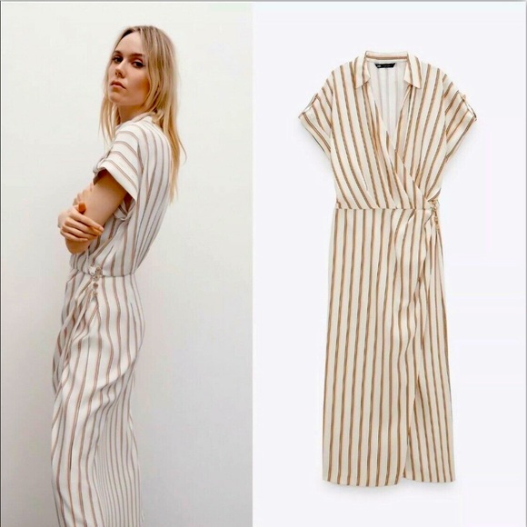 Zara Striped Draped Dress - Picture 1 of 6
